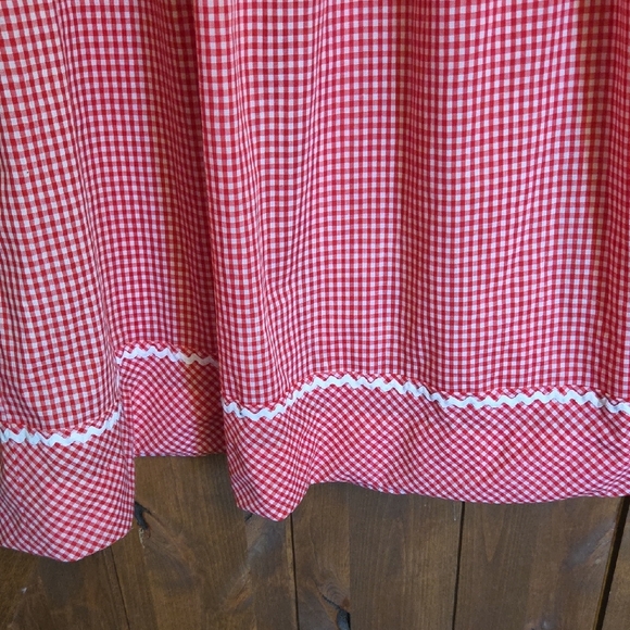 Red Gingham Midi Dress with White Trim - Picture 3 of 6